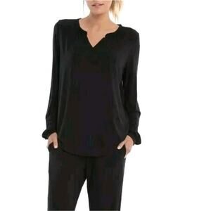 Barefoot Dreams Luxe Milk Jersey Namaste top Black Lounge ware S A001444